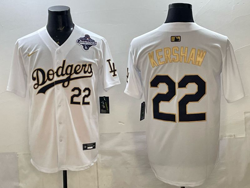 Men Los Angeles Dodgers #22 Kershaw White Gold Game 2026 Nike MLB Jersey 008->los angeles dodgers->MLB Jersey